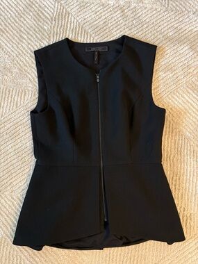 BCBGMaxAzria Black Zip-Front Peplum Top